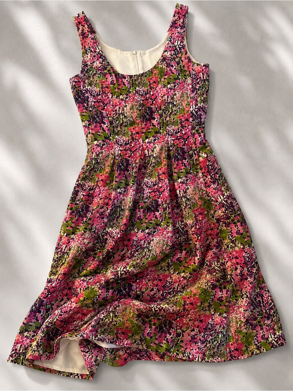 Nine West Sleeveless Floral Dress Fit & Flare Pink Purple Green Size 4/6